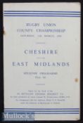1950 County Championship Final Rugby Programme: At Birkenhead Park, fine detailed 16pp issue