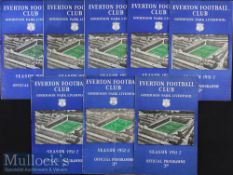 1951/52 Everton home programmes v Southampton, Sheffield Utd, Coventry City, Notts. County, Bury,