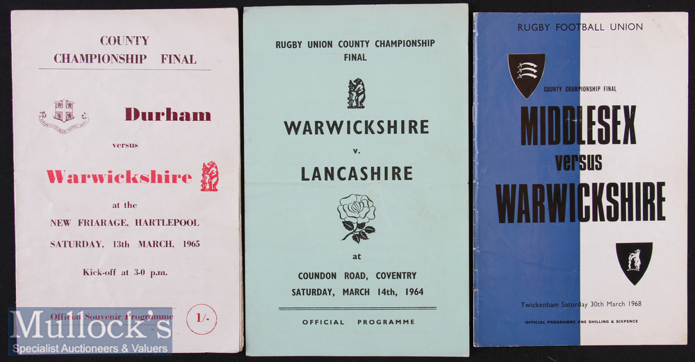 1960s County Championship Final Rugby Programmes (3): Warwickshire appear in all three, beating