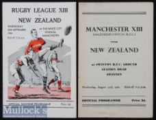 2x early 1960s New Zealand Rugby League Tourists match programmes - to incl v Manchester XIII (