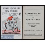 2x early 1960s New Zealand Rugby League Tourists match programmes - to incl v Manchester XIII (