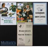 1952-2000 Barbarians v S Africa Rugby Programmes (4): The flimsier 1952 and standard 1961 (only