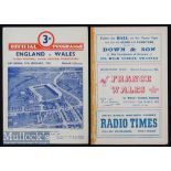 1952 Wales Grand Slam Rugby Programmes (2): England v Wales and Wales v France from the triumphant