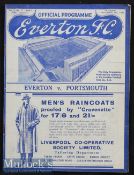 1936/7 Everton v Portsmouth football programme dated 21.11 in excellent condition, no writing