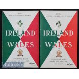 1956/1958 Ireland v Wales Rugby Programmes (2): Neat scores to the covers of these issues for Wales’