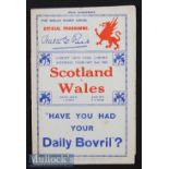 1935 Wales v Scotland Rugby Programme: Nicely detailed 14pp Cardiff issue with interesting pics &