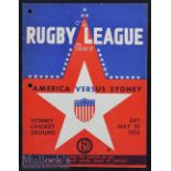 Scarce 1953 Sydney Australia v America (Football) All Stars Rugby League Programme – for the