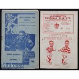 2x late 1940s Lancashire County Rugby League Cup Final programmes – 1948 Warrington (8) v Wigan (14)