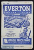 1948/49 Everton v Third Lanark friendly match programme 30 April 1949, 4 page issue. Has crease.