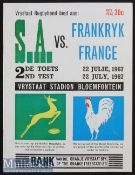 Scarce 1967 S Africa v France Rugby Test Programme: 32pp packed edition with bold cover for the