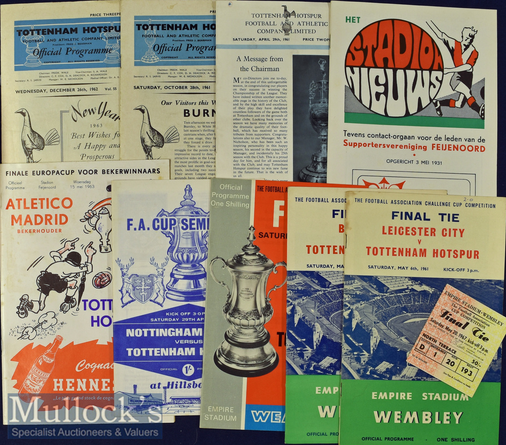 Tottenham Hotspur big match programmes to include FAC finals 1961, 1962, 1967 + match ticket, 1967