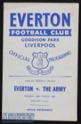 1959/60 Everton v The Army 4 pager programme 28 March 1960. Fair-Good.