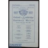 1927 Oxford v Cambridge Varsity Match Rugby Programme: Cambridge triumph, their backs incl five from