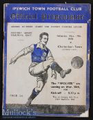 1937/8 Ipswich Town v Cheltenham Town (Southern League) football programme dated 19.03 has slight