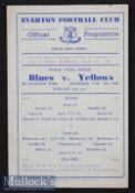 1948 Everton public trial match programme Blues v Yellows 14 August 1948, single sheet issue. Good.
