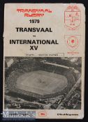 1979 Transvaal v Invitational XV March 1979: Minor nicks & wear to interesting programme with many