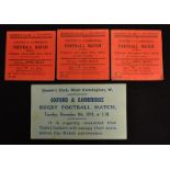 1913 Oxford & Cambridge University collection of rugby match tickets and small handbill (4) - last