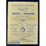 1950 FA Amateur Cup 2nd round Sheffield v Wimbledon match programme 28 January 1950 at Hillsborough.