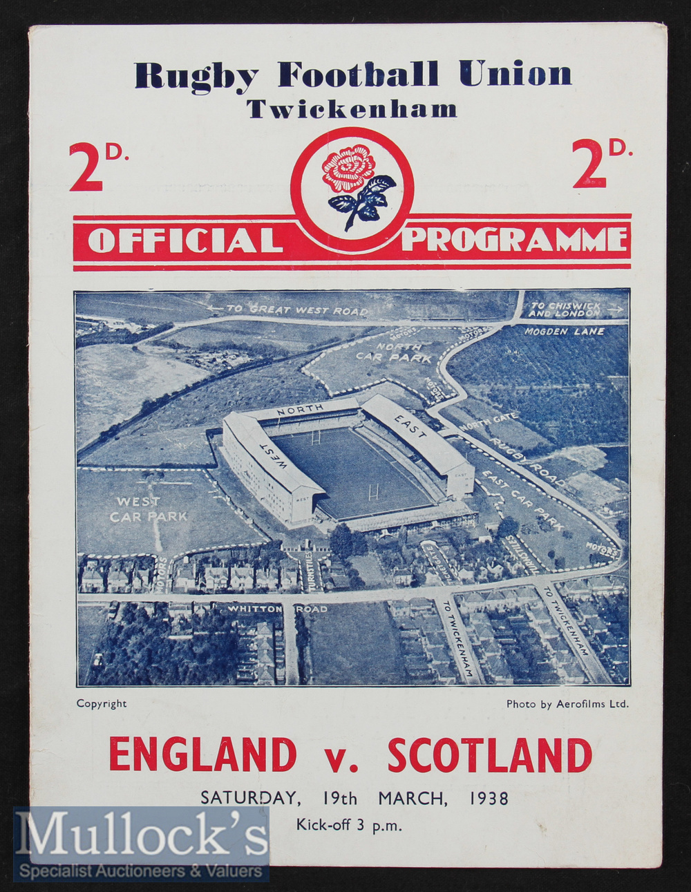 1938 England v Scotland Rugby Programme: In Scotland’s Triple Crown/Champs season, ‘Wilson Shaw’s