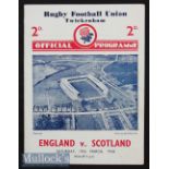 1938 England v Scotland Rugby Programme: In Scotland’s Triple Crown/Champs season, ‘Wilson Shaw’s