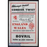 1947 Wales v England Rugby Programme: Those two sides shared the first post-war title. An 8pp