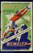 1948 FA Cup Final match programme Manchester Utd v Blackpool 24 April 1948 at Wembley Fair, rusty