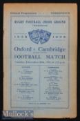 1935 Oxford v Cambridge Varsity Match Rugby Programme: Although a rare 0-0 draw, only the third in