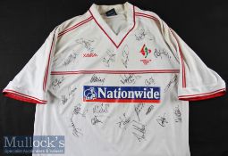 Multi Signed 2000/02 O’Halloram Swindon Town Match Worn football shirt No 7 short sleeve away shirt,