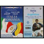 1998/2000 Italy v Romania & Argentina Rugby Programmes (2): Scarce, colourful but unusually laid-out