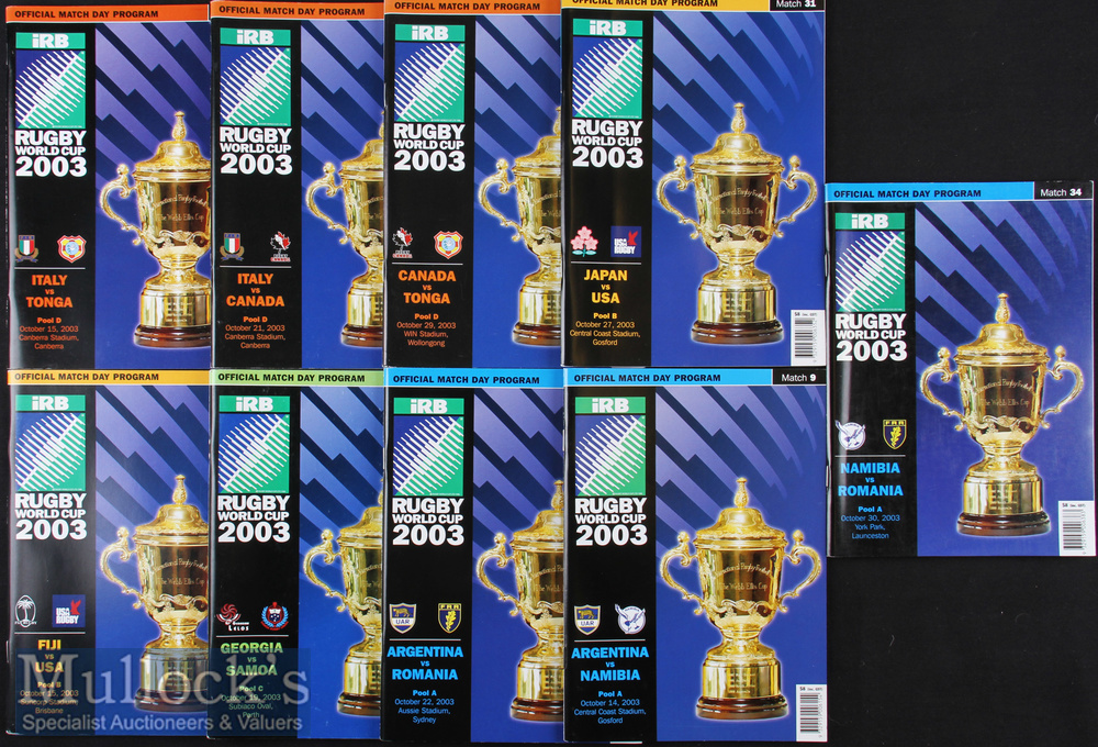 2003 Rugby World Cup Programmes (9): Italy, Argentina & Lower Tier Nations’ Pool games, all A5.