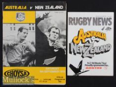 1978/1979 NZ v Australia Rugby Programmes (2): Editions from Auckland (Sept 1978) & Sydney (large,