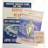 1963 European Cup Final Benfica FC v AC Milan football programme, ticket and Song Sheet