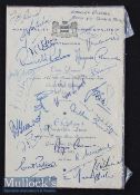 Scarce 1955 British Lions Signed Menu v South Eastern Districts: Fold over card from the dinner at