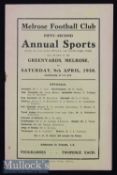 1938 Melrose Rugby Sevens Programme: As ever, 8pp yellow paper issue in remarkably good condition,