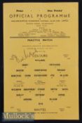 Bert Williams Signed 1951/52 Wolverhampton Wanderers Trial Match Colours v Whites football programme