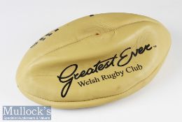 Mint Webb Ellis Leather ‘Wales Rugby Club Greatest Ever’ Ball: Full size ball, yet to be inflated,
