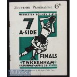 Scarce 1929 Middlesex Sevens Rugby Programme: The fourth tournament, an issue along the standard