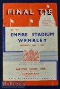 1937 FA Cup Final match programme Sunderland v Preston North End 1 May 1937 at Wembley. Pocket