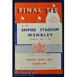 1937 FA Cup Final match programme Sunderland v Preston North End 1 May 1937 at Wembley. Pocket