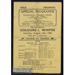 Bert Williams Signed 1946/47 Wolverhampton Wanderers Trial Match Colours v Whites football programme