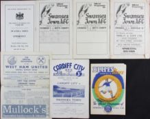1940s/50s Swansea Town football programmes to include (A) 49/50 v Cardiff City, (H) 49/50 v
