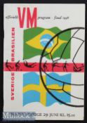 1958 World Cup Final Programme Brazil v Sweden good overall condition