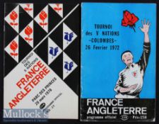 1972/1976 France v England Rugby Programmes (2): It was 37-12 and 30-9 in the hosts’ favour in
