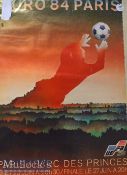 1984 France ‘Paris’ European Championship Football Poster in colour, measures 85x60cm approx.