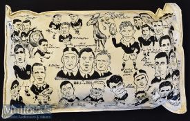 Very Unusual 1962 British Lions to S Africa Rugby Item: Display item - b/w plastic cushion, 18” x