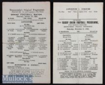 Rare 1921/1926 Lancashire Rugby “Branscombe” Programmes (2): v Manchester & District and v