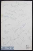 1971 British & I Lions Rugby Autographs: A clean A3 card (reverse of a menu) signed by 21 of the