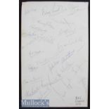 1971 British & I Lions Rugby Autographs: A clean A3 card (reverse of a menu) signed by 21 of the