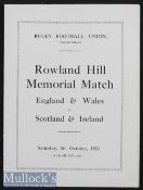 Scarce 1929 England/Wales v Scotland/Ireland Four Nations Rugby Programme: Twickenham’s Rowland Hill