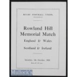 Scarce 1929 England/Wales v Scotland/Ireland Four Nations Rugby Programme: Twickenham’s Rowland Hill